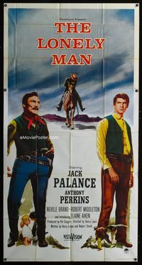 1m456 LONELY MAN three-sheet movie poster '57 full-length art of Jack Palance & Anthony Perkins!