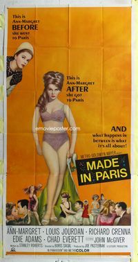1m467 MADE IN PARIS 3sheet '66 super sexy full-length Ann-Margret before and after she got there!