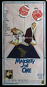 1m469 MAJORITY OF ONE three-sheet movie poster '62 artwork of Rosalind Russell & Alec Guinness!