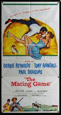 1m474 MATING GAME three-sheet '59 Debbie Reynolds & Tony Randall are fooling around in the hay!