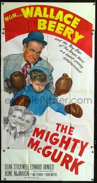 1m475 MIGHTY McGURK three-sheet poster '46 great artwork of boxing Wallace Beery & Dean Stockwell!