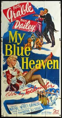 1m484 MY BLUE HEAVEN 3sheet '50 great art of sexy Betty Grable showing her legs & Dan Dailey too!