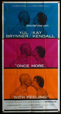 1m495 ONCE MORE WITH FEELING 3sheet '60 three romantic kiss close ups of Yul Brynner & Kay Kendall!