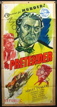 1m516 PRETENDER three-sheet poster '47 Albert Dekker, cool film noir art, a blueprint for MURDER!