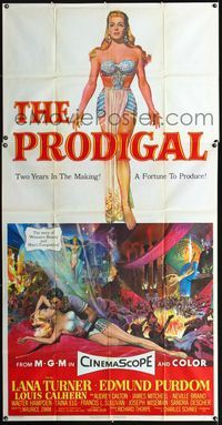 1m520 PRODIGAL three-sheet movie poster '55 art of sexiest Biblical Lana Turner & Edmond Purdom!