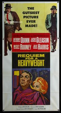 1m528 REQUIEM FOR A HEAVYWEIGHT 3sheet '62 Anthony Quinn, Jackie Gleason, Mickey Rooney, boxing!