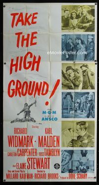 1m599 TAKE THE HIGH GROUND three-sheet poster '53 Korean War soldiers Richard Widmark & Karl Malden!
