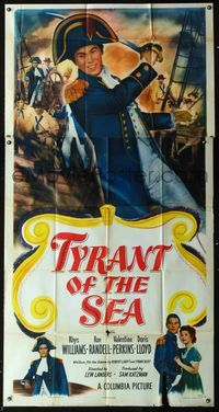 1m621 TYRANT OF THE SEA style A three-sheet '50 Lew Landers, artwork of ship captain Rhys Williams!