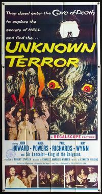 1m624 UNKNOWN TERROR 3sheet '57 they dared enter the Cave of Death and explore the secrets of HELL!