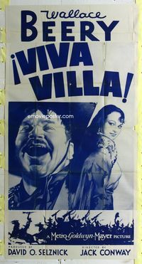 1m634 VIVA VILLA three-sheet movie poster R49 Wallace Beery, Leo Carrillo, super sexy Fay Wray!