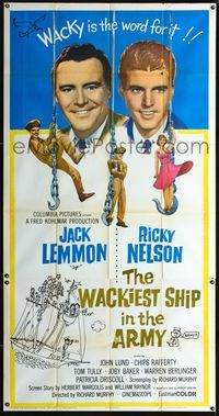 1m636 WACKIEST SHIP IN THE ARMY three-sheet '60 Jack Lemmon, Ricky Nelson, wacky is the word for it!