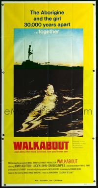 1m637 WALKABOUT Aust 3sheet '71 sexy naked swimming Jenny Agutter, Nicolas Roeg Australian classic!