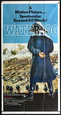1m639 WATERLOO int'l three-sheet '70 great artwork of Rod Steiger as Napoleon Bonaparte over troops!