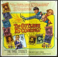 1m020 OUTLAWS IS COMING six-sheet poster '65 The Three Stooges with Curly-Joe are wacky cowboys!