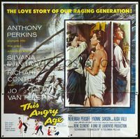 1m027 THIS ANGRY AGE six-sheet '58 great art of Anthony Perkins & nearly naked Silvana Mangano!