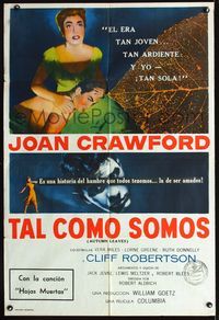 1m048 AUTUMN LEAVES Argentinean poster '56 Cliff Robertson was young and Joan Crawford was lonely!