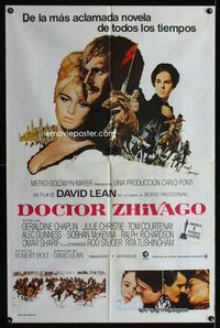 1m074 DOCTOR ZHIVAGO Argentinean poster R70s Omar Sharif, Julie Christie, David Lean, Terpning art!