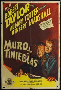 1m091 HIGH WALL Argentinean movie poster '48 cool noir art of Robert Taylor & Audrey Totter!