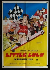 1m112 LITTLE LULU Argentinean movie poster '80 great cartoon art of the gang & soap box car!