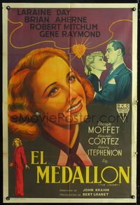 1m113 LOCKET Argentinean movie poster '46 Laraine Day, Robert Mitchum, Brian Aherne, Gene Raymond