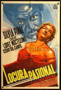 1m114 LOCURA PASIONAL Argentinean movie poster '56 sexiest art of Mexican beauty Silvia Pinal!