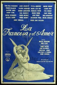 1m119 LOVE & THE FRENCHWOMAN Argentinean movie poster '60 like the Kinsey Report, sexy image!