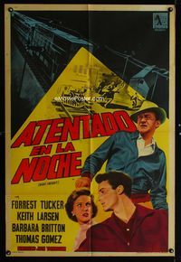 1m132 NIGHT FREIGHT Argentinean movie poster '55 Forrest Tucker, bomb-train terror!