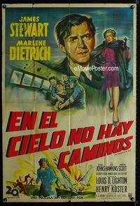 1m133 NO HIGHWAY IN THE SKY Argentinean poster '51 cool art of James Stewart & Marlene Dietrich!