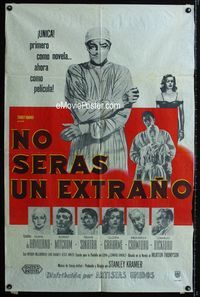 1m134 NOT AS A STRANGER Argentinean poster '55 doctor Robert Mitchum, Olivia De Havilland, Sinatra