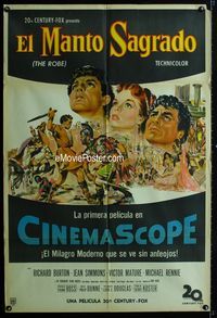 1m161 ROBE Argentinean movie poster '53 Richard Burton, Jean Simmons, Victor Mature