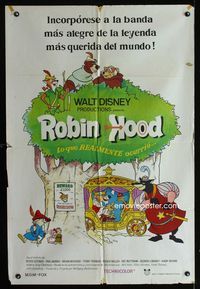 1m162 ROBIN HOOD Argentinean movie poster '73 Walt Disney cartoon, the way it REALLY happened!