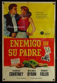 1m193 TEEN AGE THUNDER Argentinean movie poster '57 teens with hot rods & hot tempers!