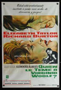 1m214 WHO'S AFRAID OF VIRGINIA WOOLF Argentinean movie poster '66 Elizabeth Taylor, Richard Burton