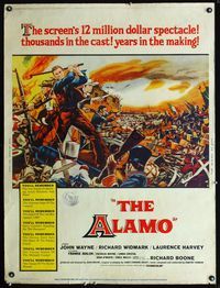 1n094 ALAMO Thirty by Forty poster '60 Reynold Brown art of fighting John Wayne & Richard Widmark!