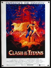 1n109 CLASH OF THE TITANS 30x40 '81 Ray Harryhausen, great fantasy art by Greg & Tim Hildebrandt!