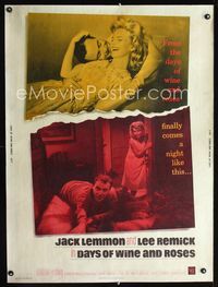 1n111 DAYS OF WINE & ROSES Thirty by Forty movie poster '63 alcoholics Jack Lemmon & Lee Remick!