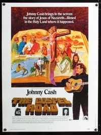 1n120 GOSPEL ROAD Thirty by Forty movie poster '73 artwork of Biblical Johnny Cash & Jesus!