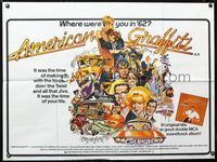 1n005 AMERICAN GRAFFITI British quad '73 George Lucas teen classic, it was the time of your life!