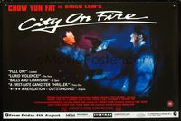 1n015 CITY ON FIRE British quad movie poster '87 Lung fu fong wan, Ringo Lam, Chow Yun-Fat