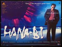 1n027 FIREWORKS British quad movie poster '97 Beat Takeshi Kitano's Hana-Bi, cool image!