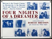 1n028 FOUR NIGHTS OF A DREAMER British quad poster '71 Robert Bresson's Quatre Nuits d'un Reveur!