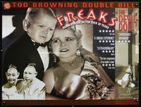1n029 FREAKS/DEVIL DOLL British quad movie poster '02 cool Tod Browning double-bill, great images!