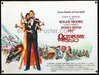 1n060 OCTOPUSSY British quad movie poster '83 wonderful art of Roger Moore as James Bond 007!