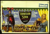 1o252 BLACK SHIELD OF FALWORTH Belgian poster '54 Tony Curtis, Janet Leigh, cool horizontal layout!