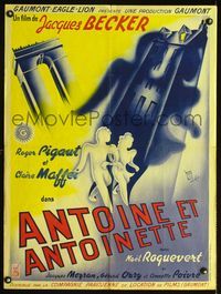 1o387 ANTOINE ET ANTOINETTE French 23x32 poster '47 Jacques Becker, really cool artwork by Romano!