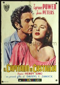 1o005 CAPTAIN FROM CASTILE Italian 1sheet '47 great romantic close up of Tyrone Power & Jean Peters!