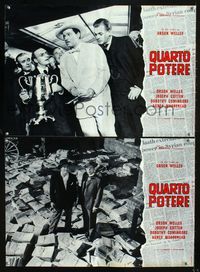 1o080 CITIZEN KANE 2 Italian photobusta posters R66 Orson Welles gets loving cup & with newspapers!