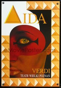 1o473 AIDA Polish stage play poster '01 cool close up art by Jean-Antoine Hierro!