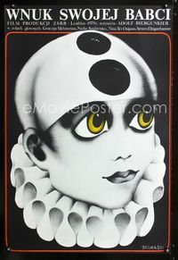 1o482 BABUSHKIN VNUK Polish '79 cool child clown close up artwork by Danuta Baginska-Andrejew!