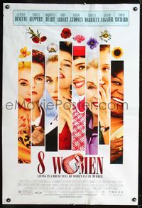 1p005 8 WOMEN DS one-sheet movie poster '02 Catherine Deneuve, Danielle Darrieux, Isabelle Huppert
